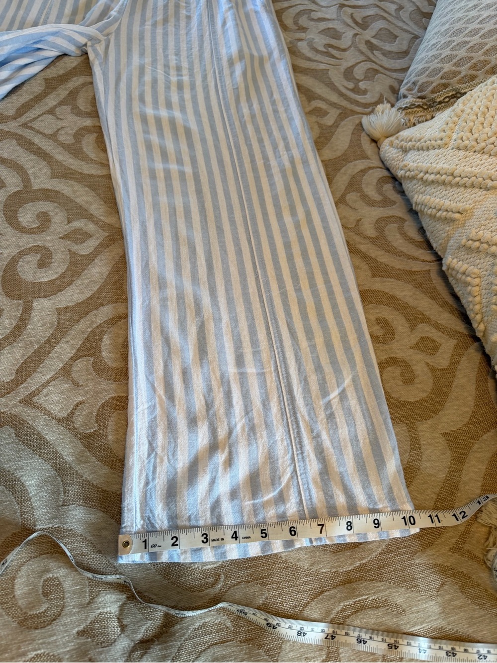 Coastal Comfort Blue White Striped Linen Blend Wide Leg Pants M - Picture 5 of 14